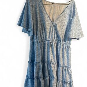 Elegant Blue Floral Dress